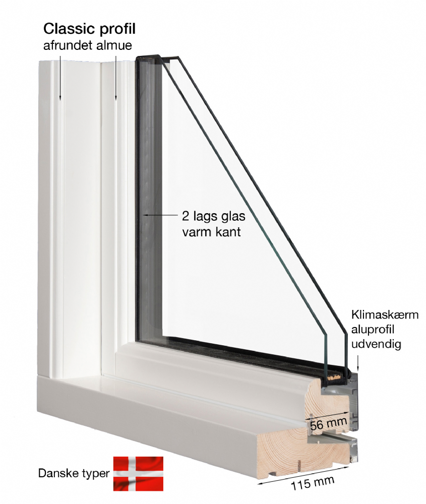Terrassedør i bondehusstil med ét glas og 10 felter